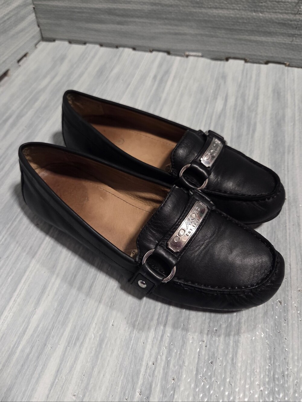 Coach Felisha Loafers Black Leather 6.5